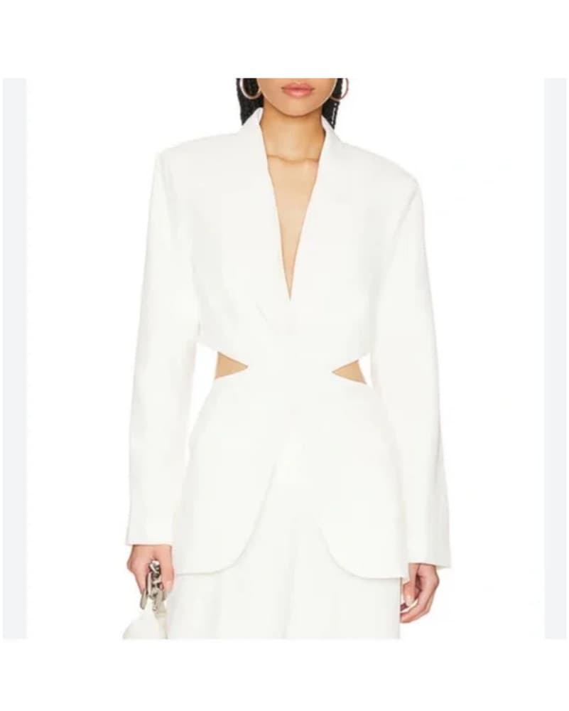 Linen White Cutout Jacket  - Image 1