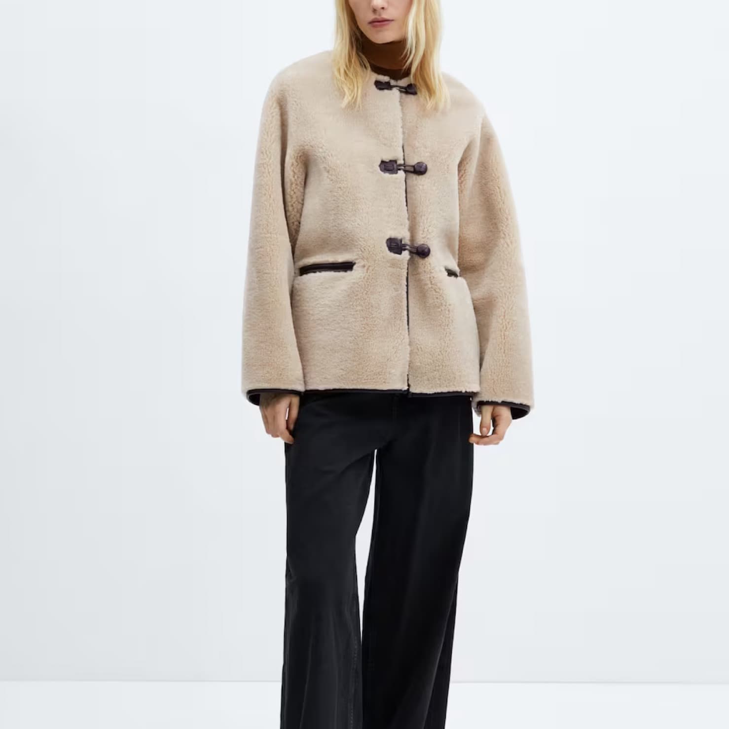 MANGO Fur-effect coat with appliqués   - Image 4