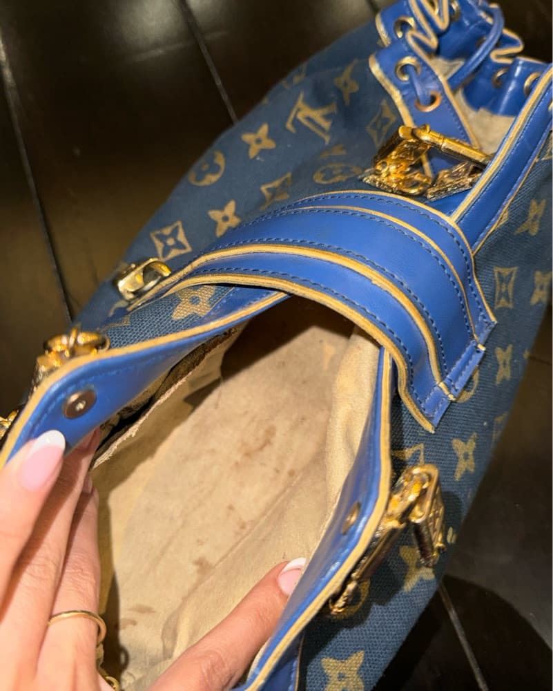 Vintage LV Blue Canvas Handbag - Image 6