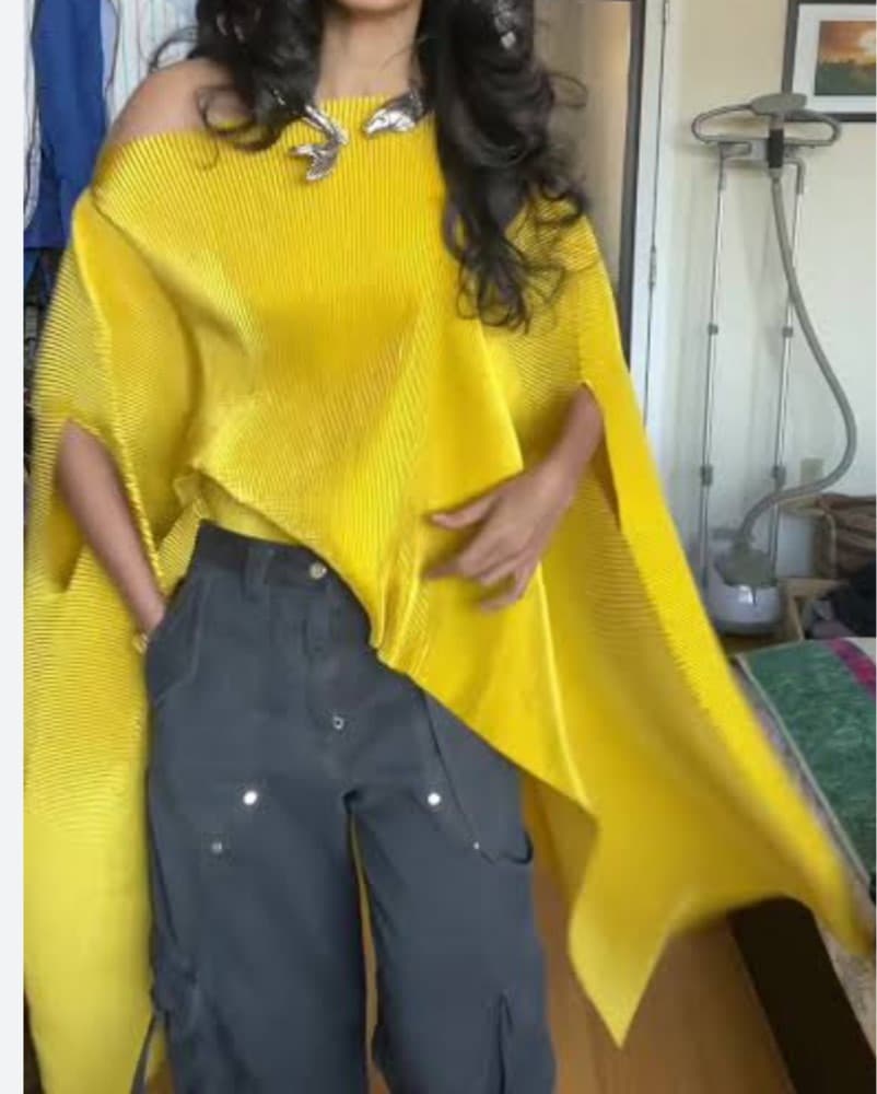 Payal Khandwala Pleated Mustard Top  - Image 4