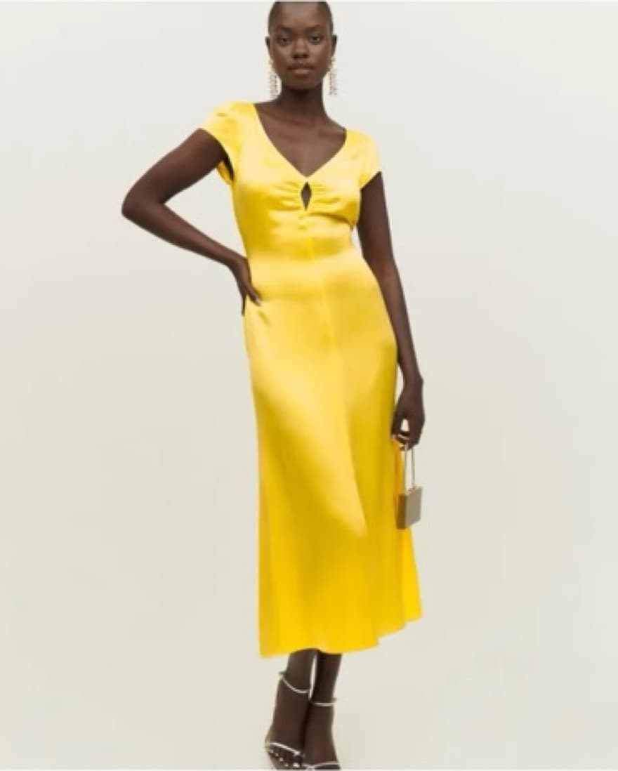 Yellow Reformation Scottie Silk Midi - Image 1