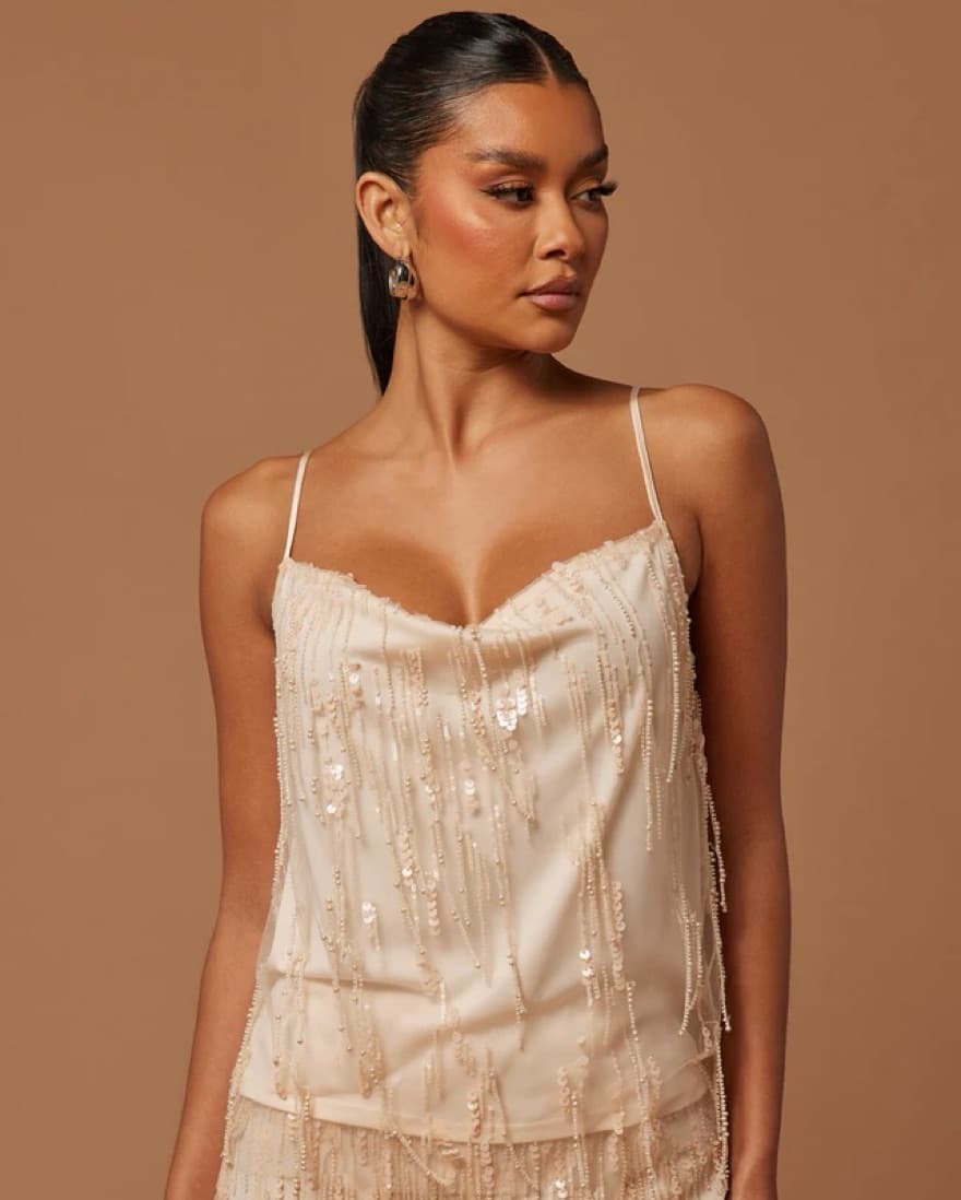 Nude Sequin Top - Image 1