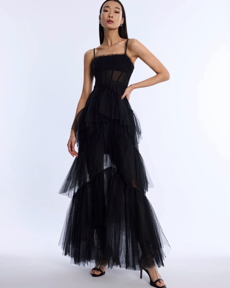 Oly Tiered Ruffle Tulle Gown - Image 1