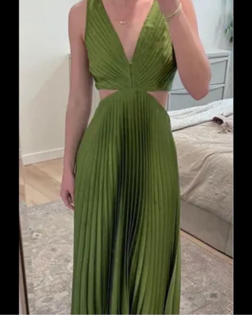 Sincerely Jules Olive Green Cutout Dress - Image 1