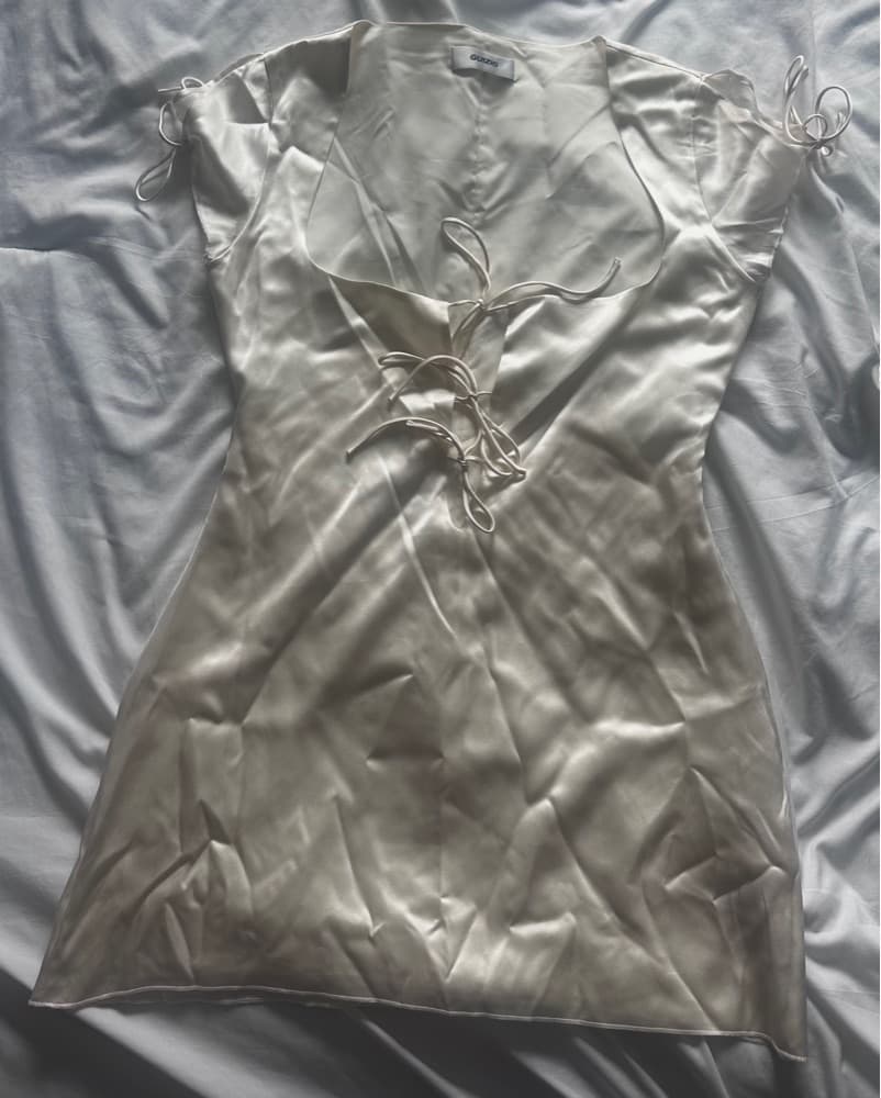 Silk Cream Guizio Mini Dress  - Image 4