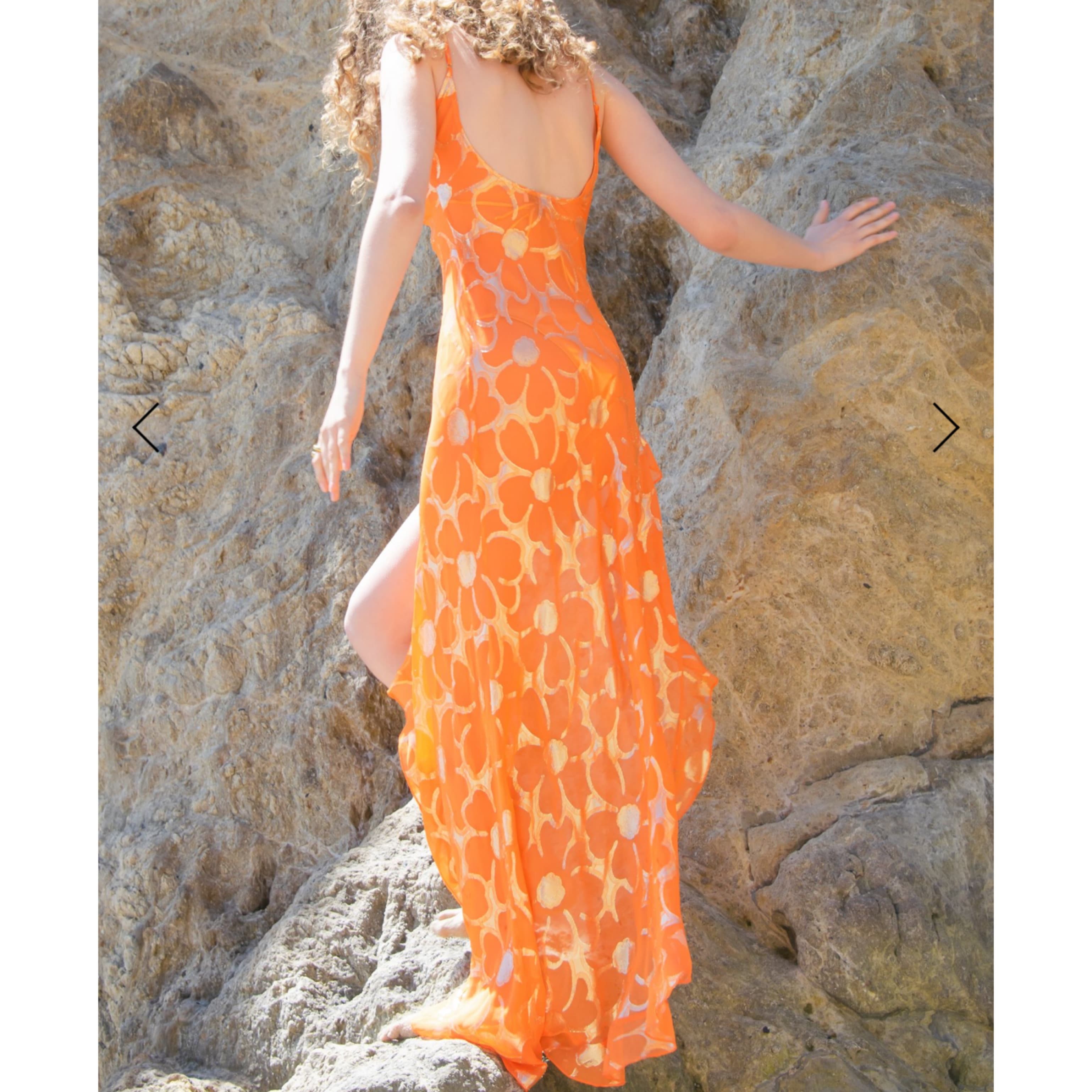 Lara Long Orange Dress - Image 2
