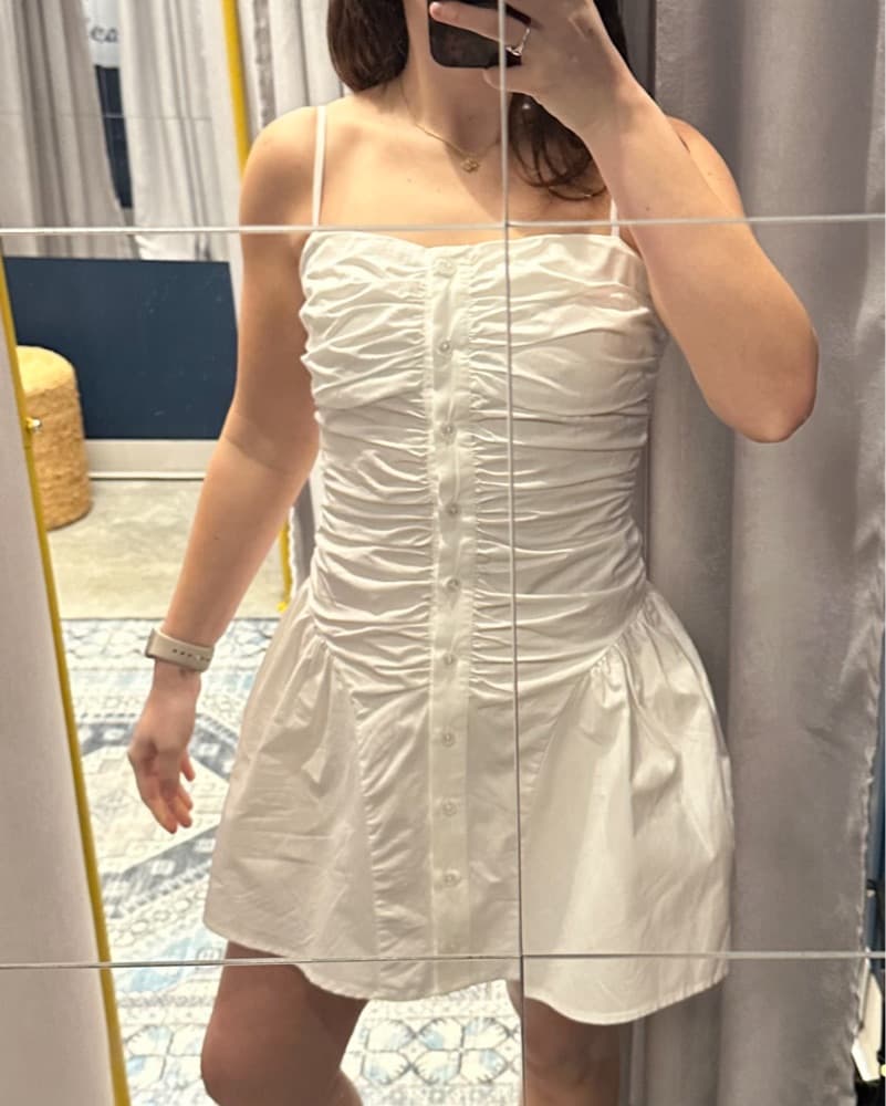 White Ruched Button Down Dress - Image 2