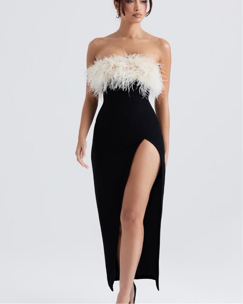 HOUSE OF CB Feather Trim Cocktail Dress - Image 3