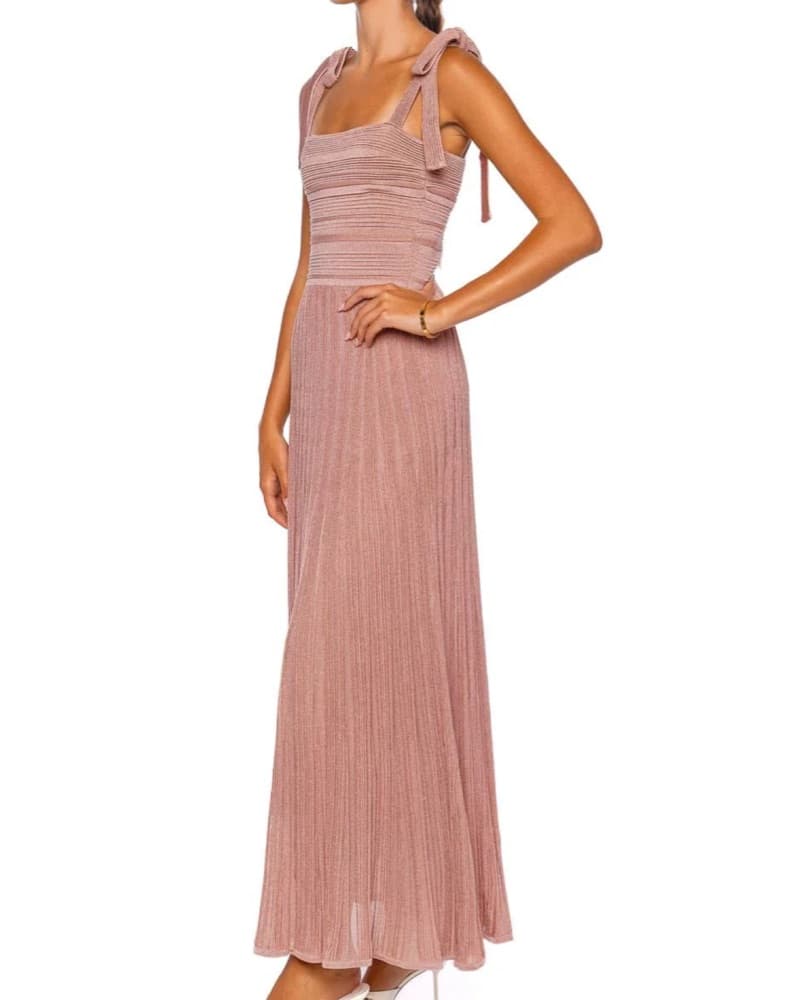 Zimmermann Lucky Pink Metallic Tie Dress - Image 4