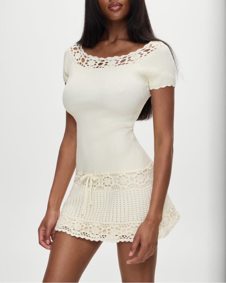 Boho Chic Crochet Trim Dress - Image 1