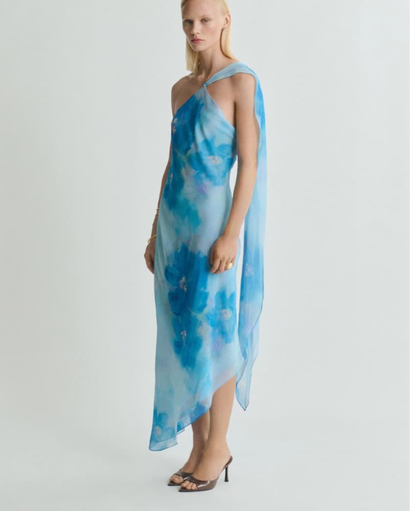 Ethereal One-Shoulder Tie-Dye Maxi Dress - Image 1