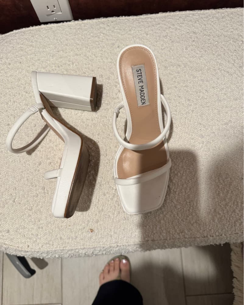 Chic White Square Toe Mules - Image 3