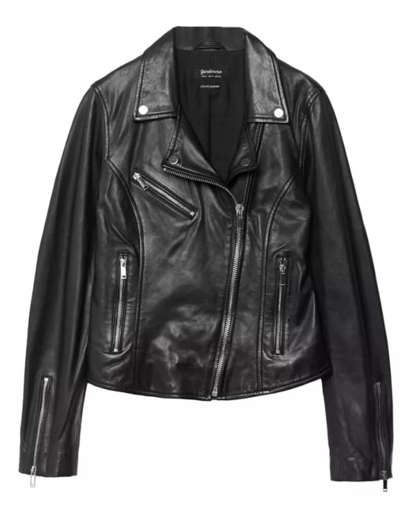 Black Leather Biker Jacket  - Image 5