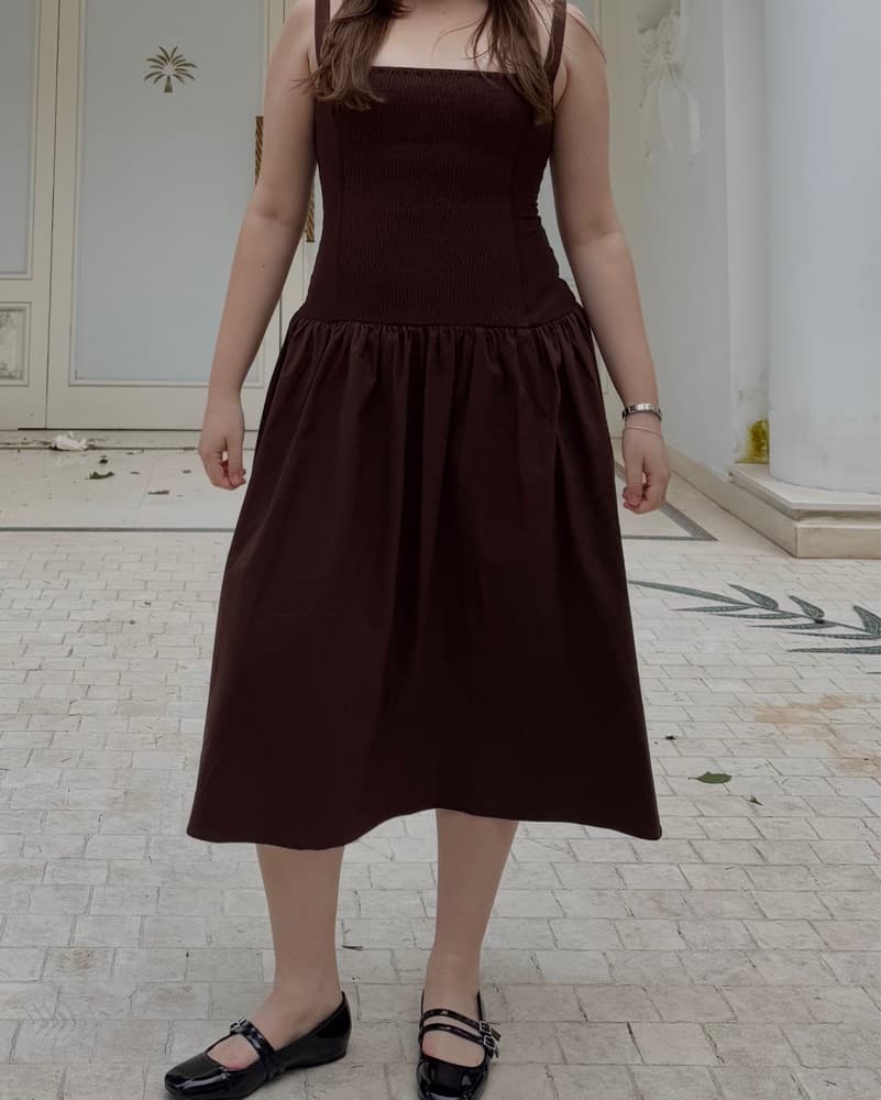 Brown Drop Waist Maxi Dress - Image 1