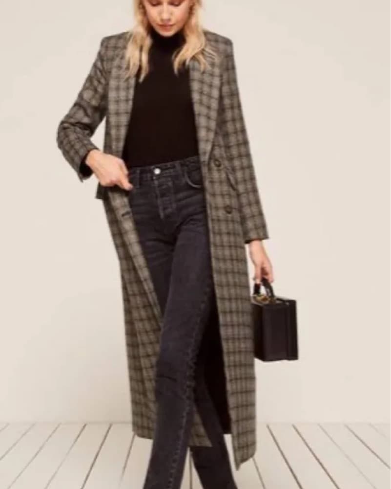 Reformation Plaid Long Coat - Image 2