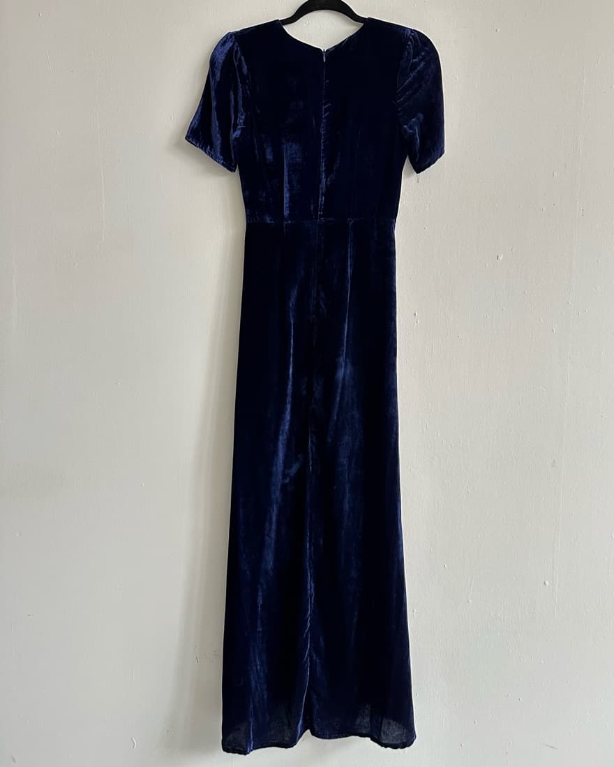 J.O.A. Blue Velvet Plunge Dress - Image 4