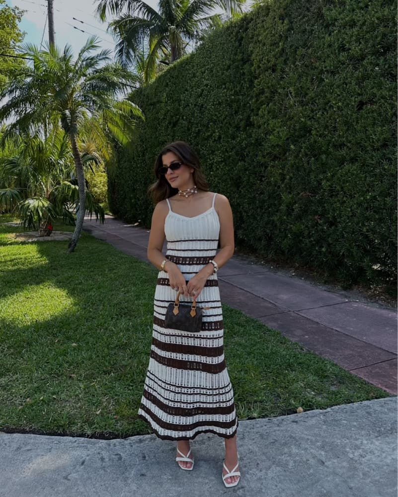  Striped Crochet Maxi Dress - Image 1