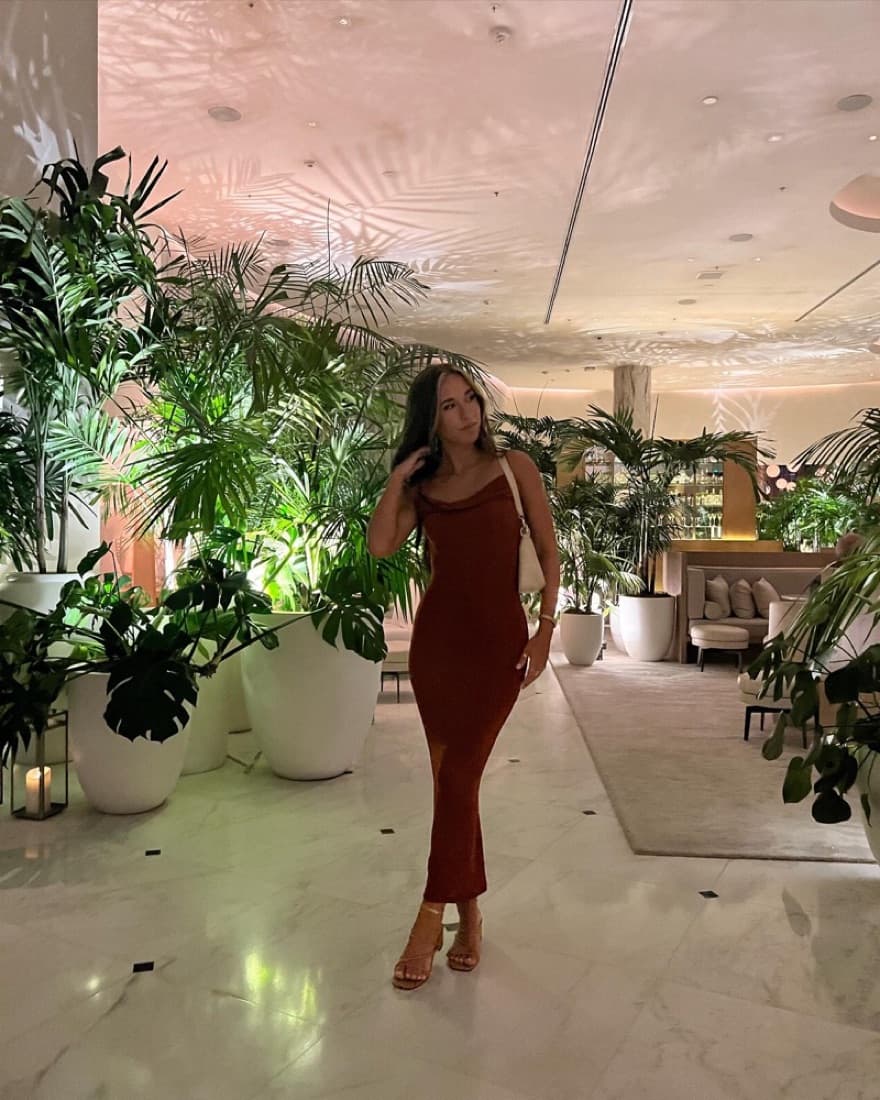 Burnt Orange Mesh Maxi Dress - Image 2