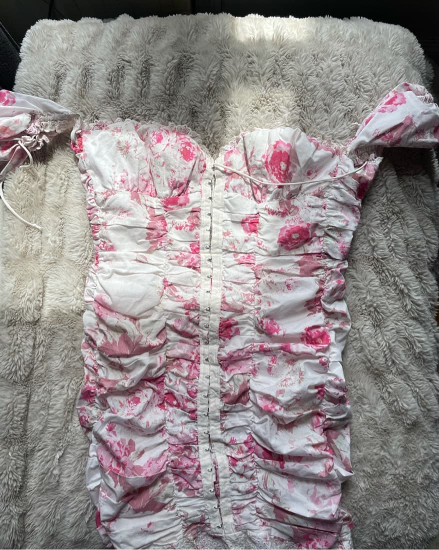For Love & Lemons Pink & White Dress - Image 3
