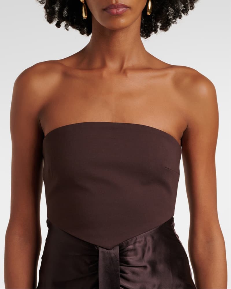 STAUD Strapless Brown Maxi Dress - Image 5