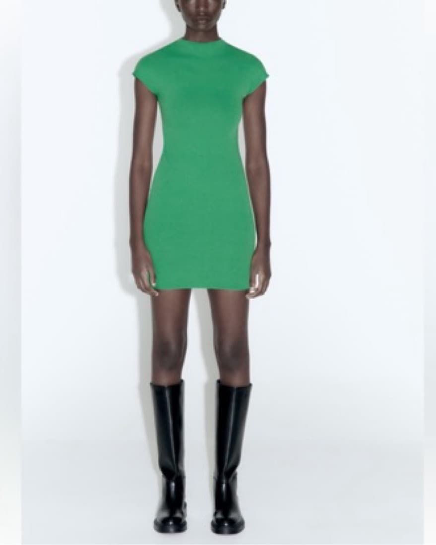 Short stretch knit Dress zara Green  - Image 1