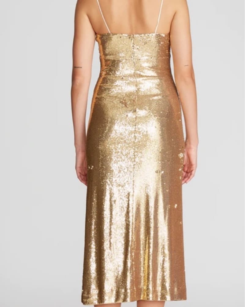 HALSTON Gold sequined Mini Dress - Image 2