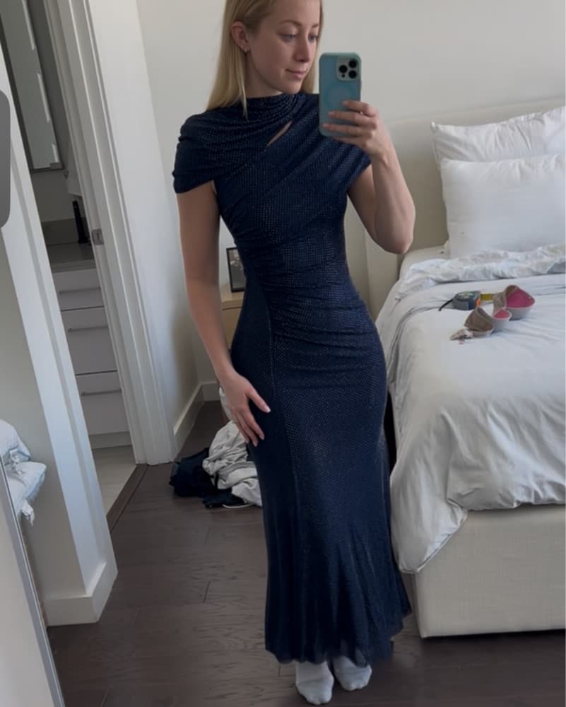 Self portrait Rhinestone Dress Navy - Image 2