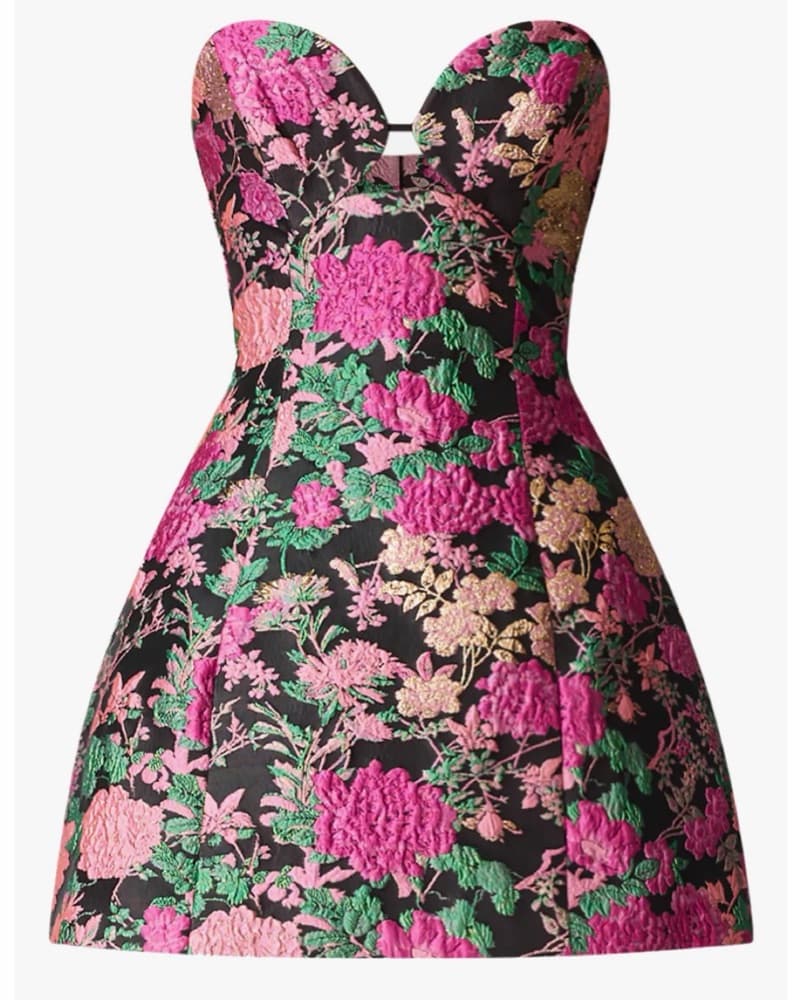 Raisa Tulip Jacquard Strapless Minidress - Image 3