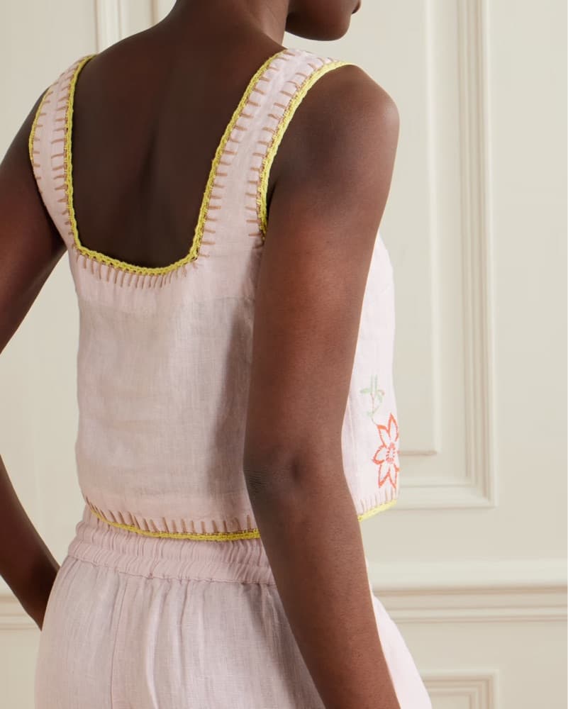 Alemais Olivia Embroidered Linen Top - Image 3