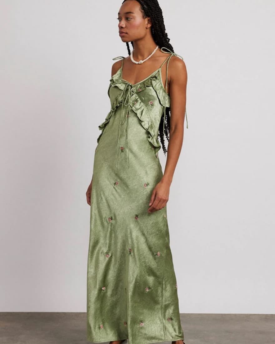 Damson Madder Oceanus Slip Dress Sage - Image 5