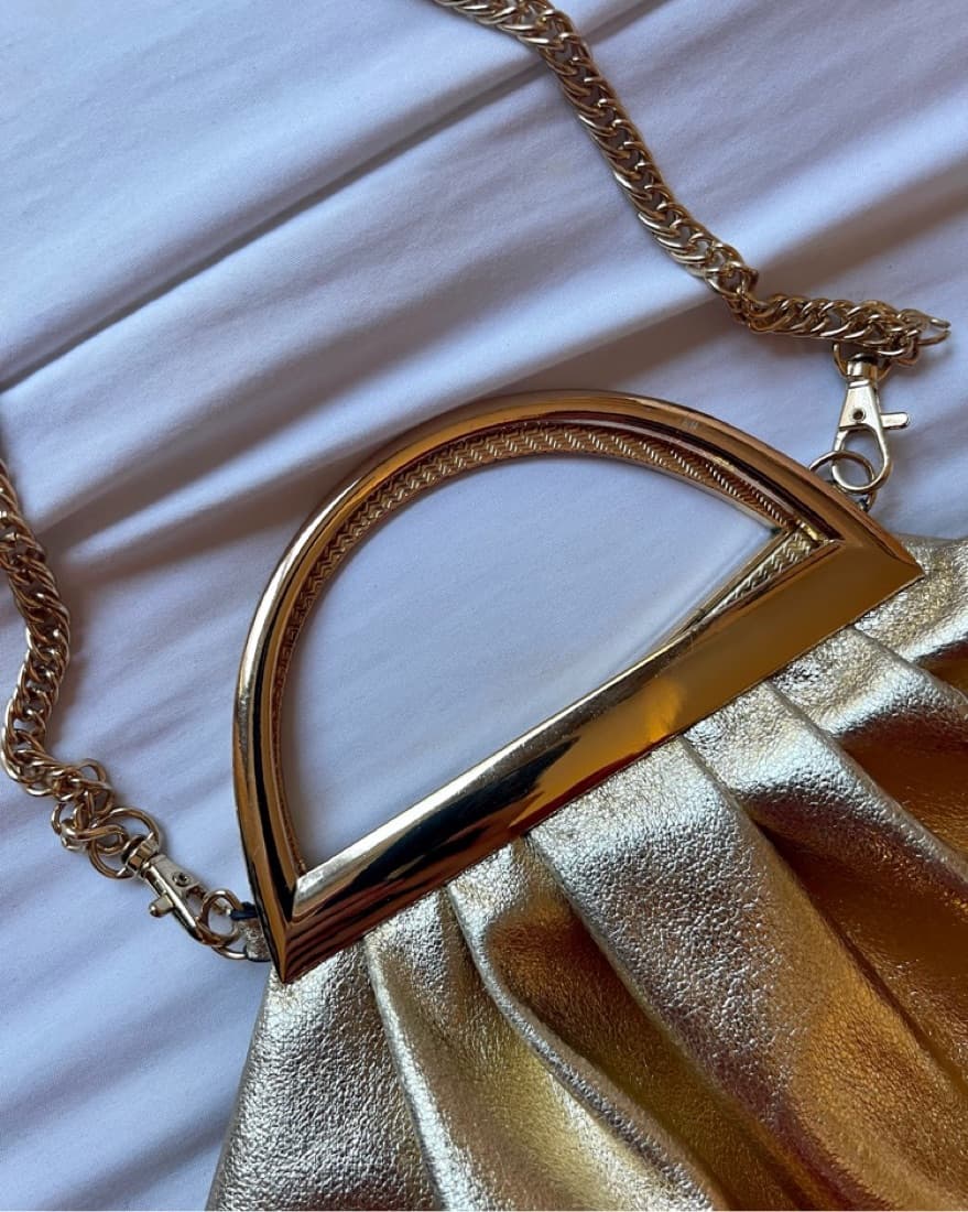 Gold Clutch with Detachable Chain - Image 2