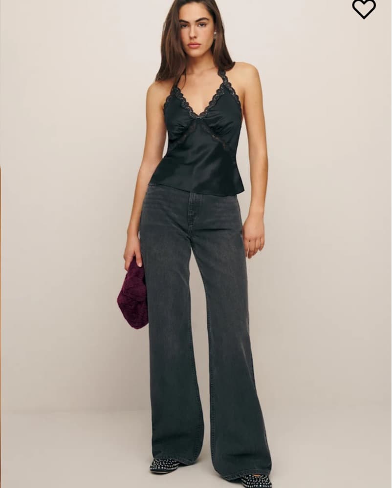 Reformation Black Monica Silk Top - Image 3