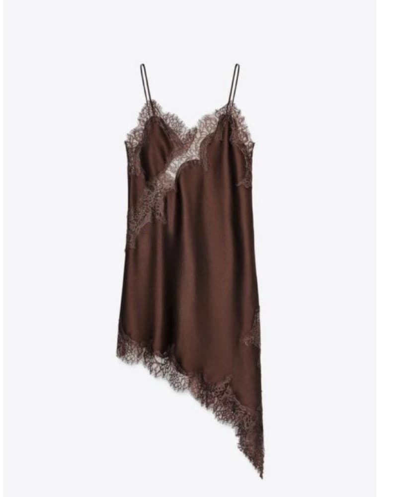 Zara Satin + Lace Asymmetrical Dress  - Image 4