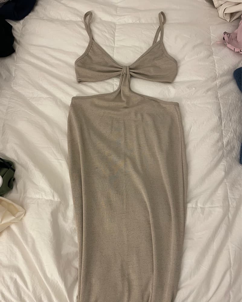 Midi Tan Cut-Out Dress - Image 3