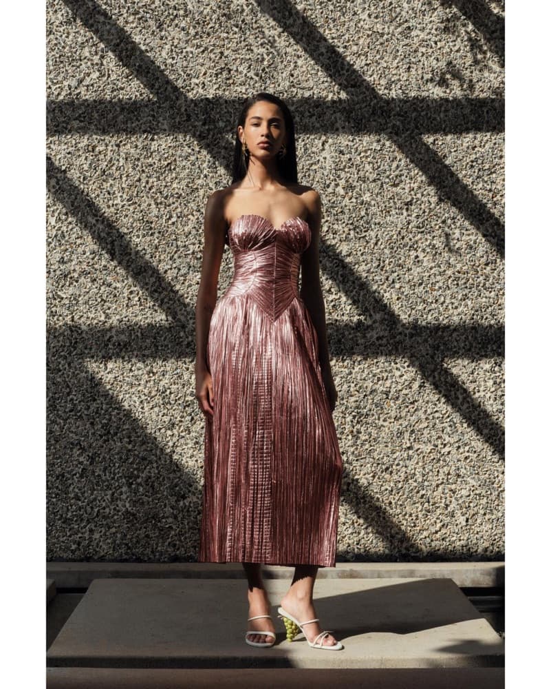 Cult Gaia Ashika Dress Metallic Pink | Pink Wedding Guest Dress, Pink Bridesmaid Dress - Image 3