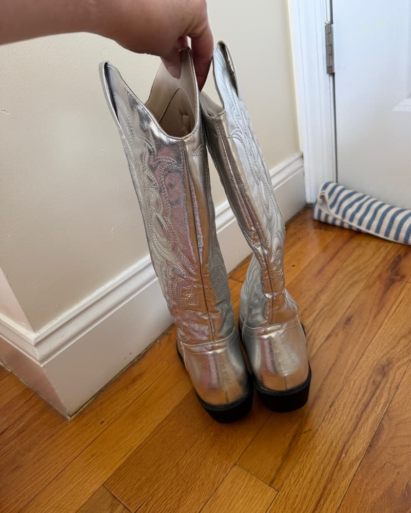 Shimmering Silver Cowboy Boots - Image 3