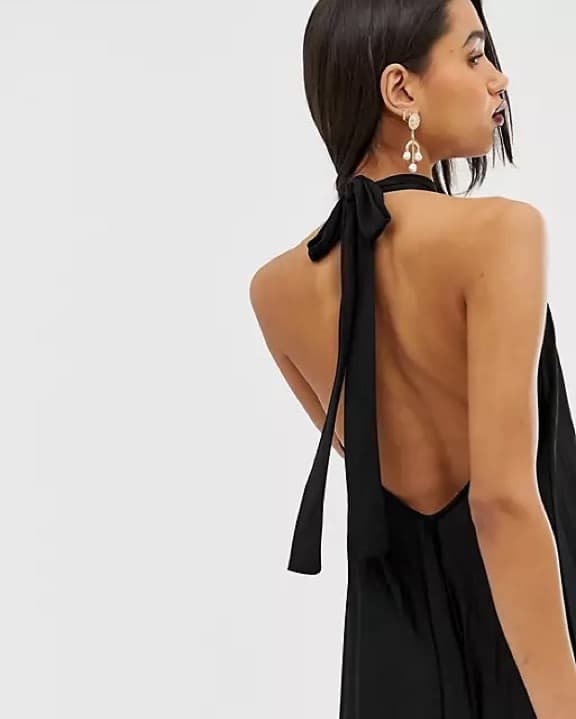 Asos Backless Halter Pleated mini Dress - Image 2