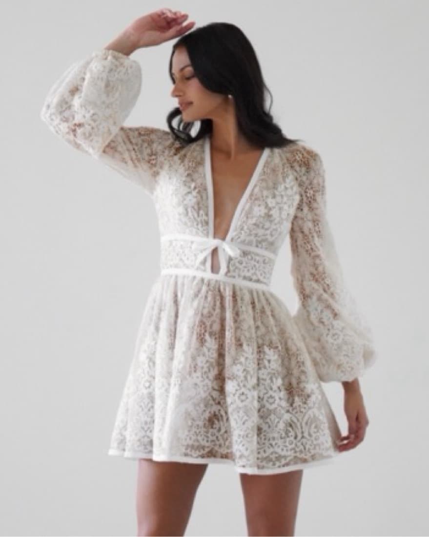 Watters White Lace Dress - Image 1