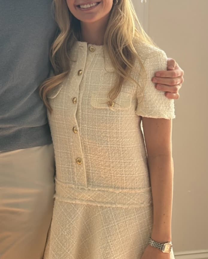 Mini White Tweed Dress - Image 4