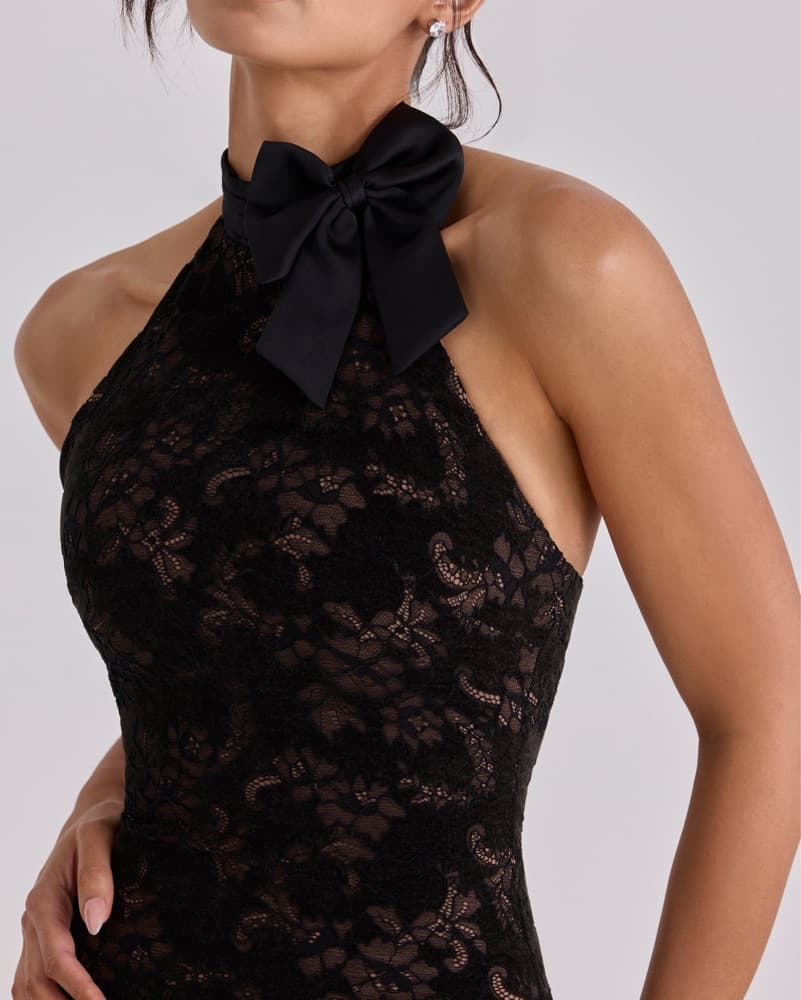 Natalya Black Lace Dress - Image 3