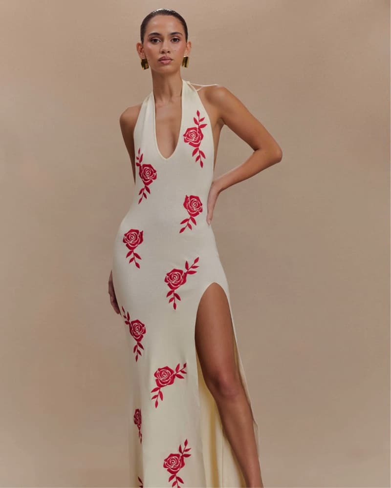 Shiloh Rose Knit Halter Maxi Dress  - Image 1