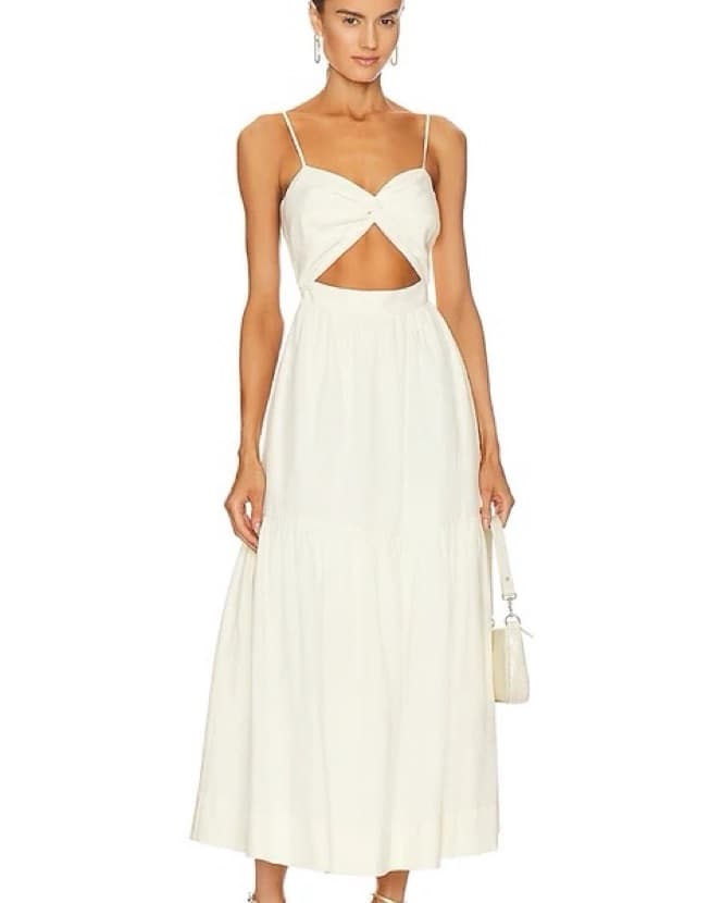 Shona Joy Cecilia Twist Bodice Midi Dress in Cream - Image 4