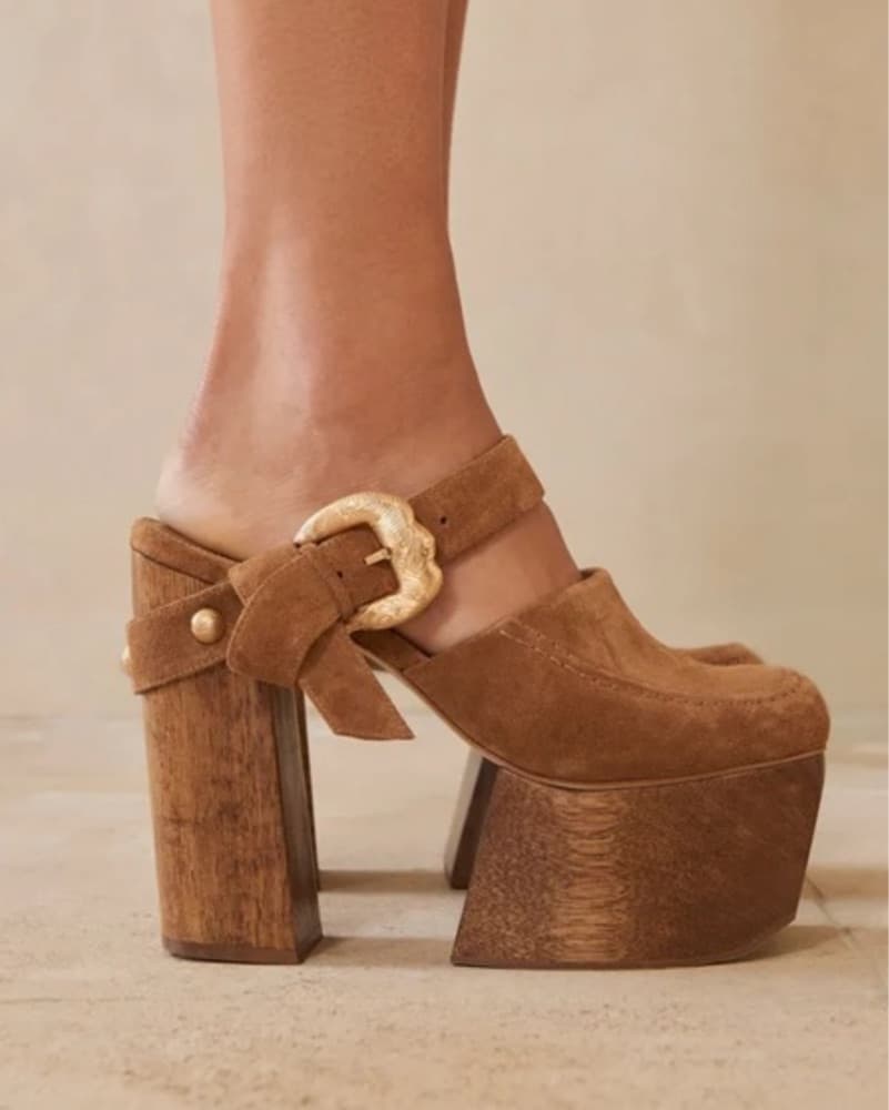 Cult Gaia Wooden Suede Platform Mule - Image 1