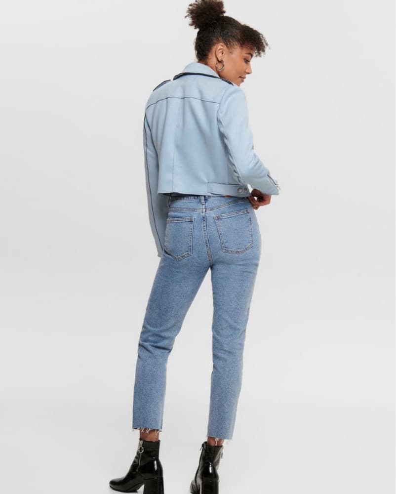 Baby Blue Suede Biker Jacket  - Image 5