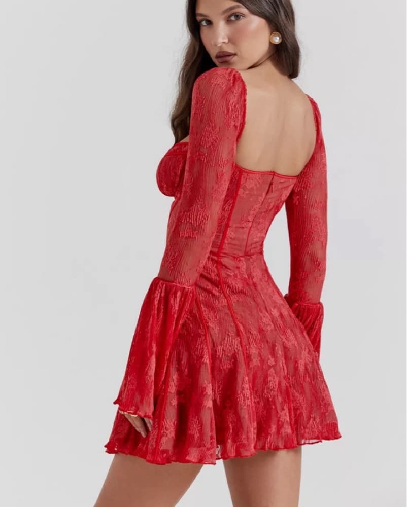 House Of CB Red Analissa Dress SMALL - Image 3