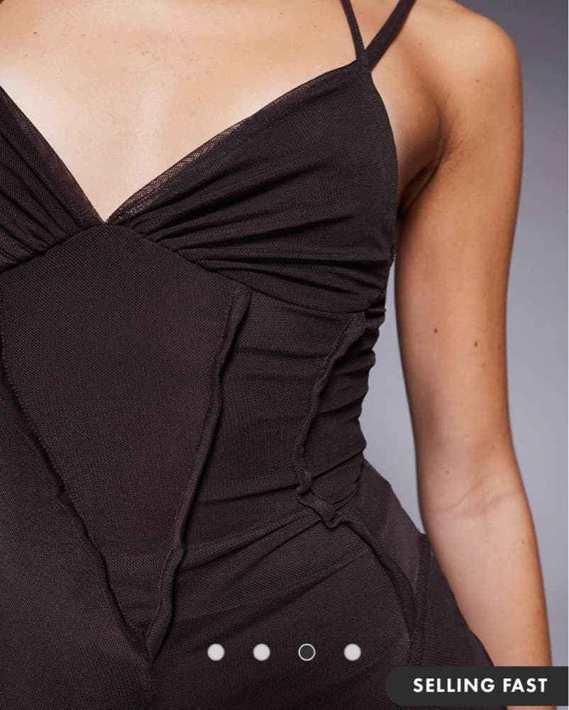 ASOS Chocolate Brown Mesh Evening Dress - Image 2