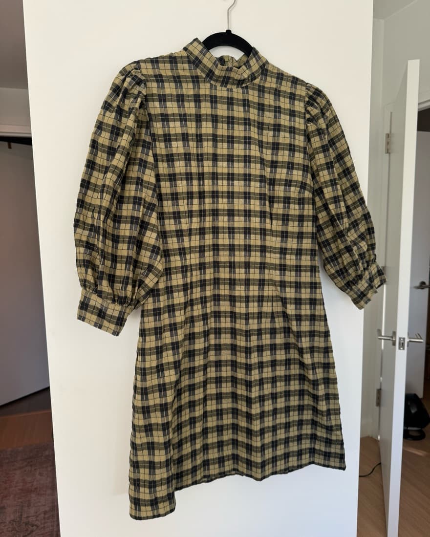 Ganni Charron Seersucker Plaid Dress - Image 4