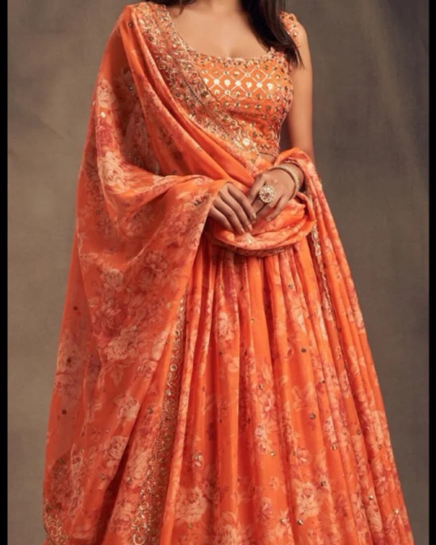 Orange and Gold Lengha - Image 2