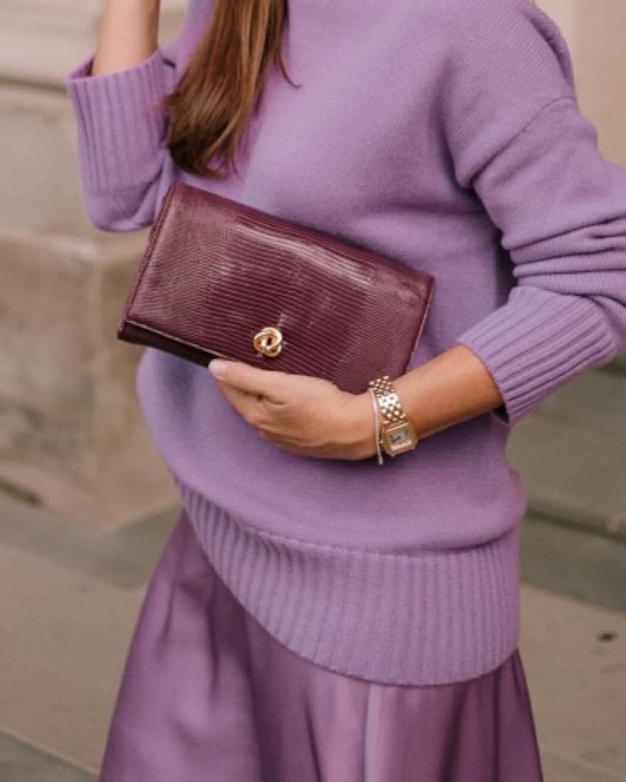 Michelle White Olivia Clutch- Purple - Image 1