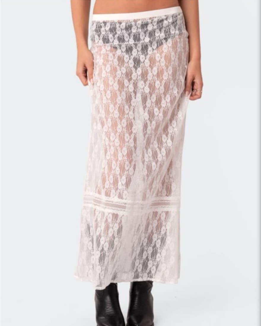 Sheer Lace Maxi Skirt - Image 3